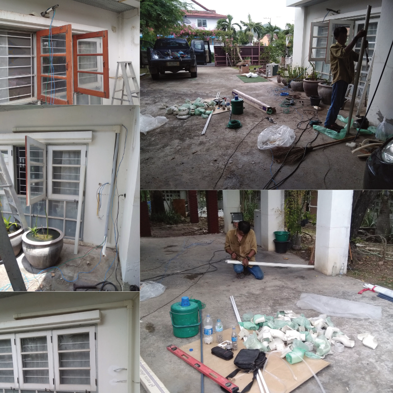 งานติดตั้งคอลย์ร้อน ติดตั้งรางท่อน้ำยาเครื่องปรับอากาศฮิตาชิ hitachi inverter